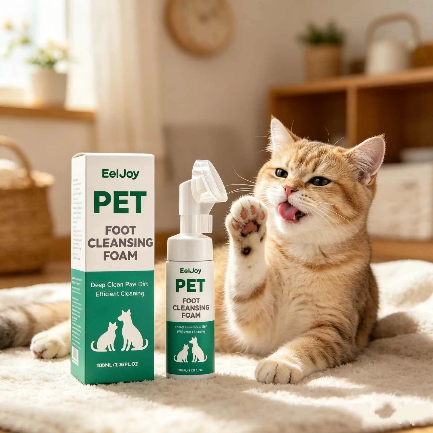 Mousse Nettoyante Pattes 2-en-1 avec Brosse - Chien & Chat
