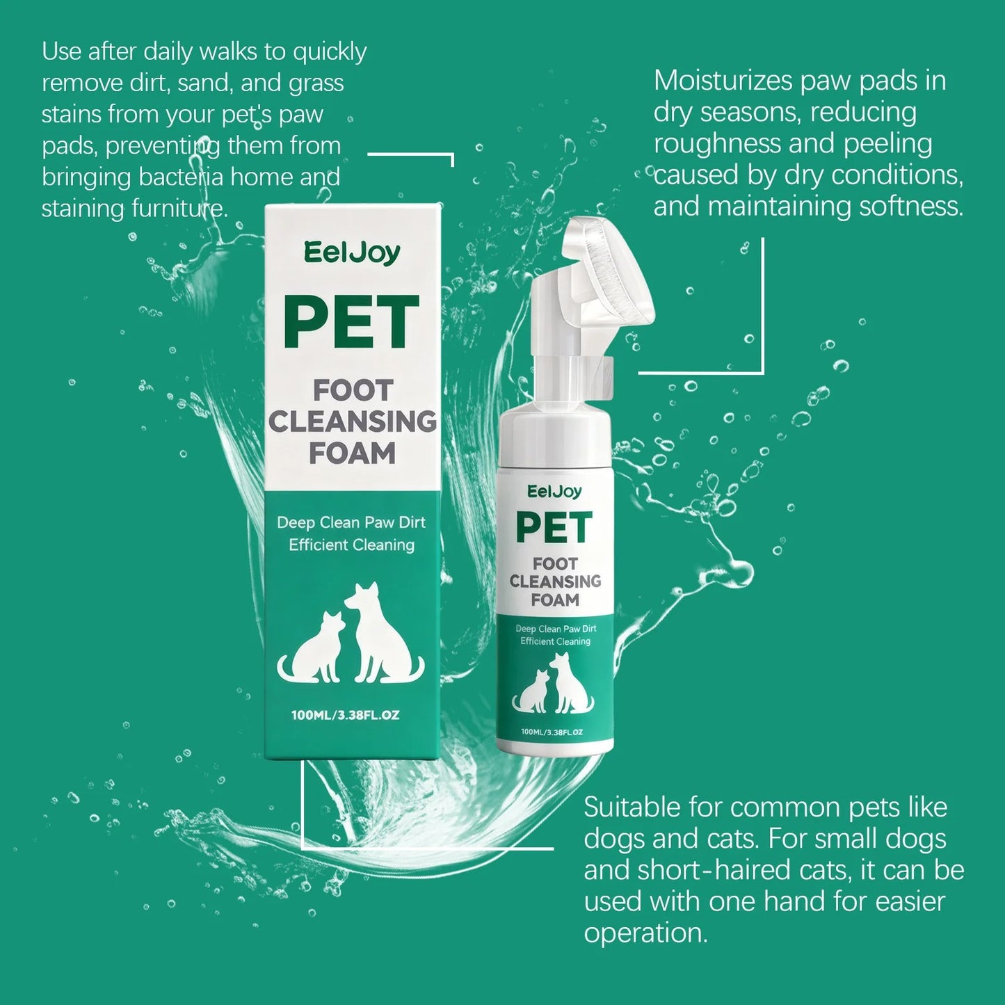Mousse Nettoyante Pattes 2-en-1 avec Brosse - Chien & Chat